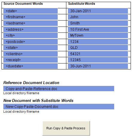 Copy and Paste letters Example